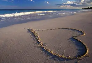Good Morning My Love_Heart in the Sand on Beach
